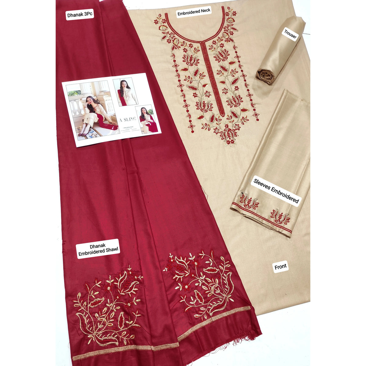 Luxury Dhanak Embroidered 3PC