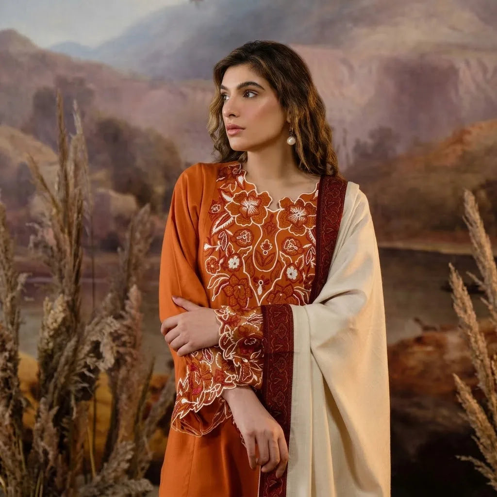 Luxury Dhanak Embroidered 3PC