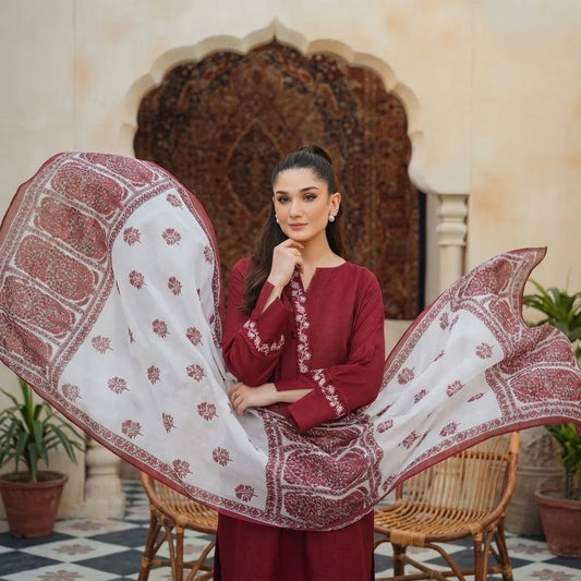 Luxury Dhanak Embroidered 3PC