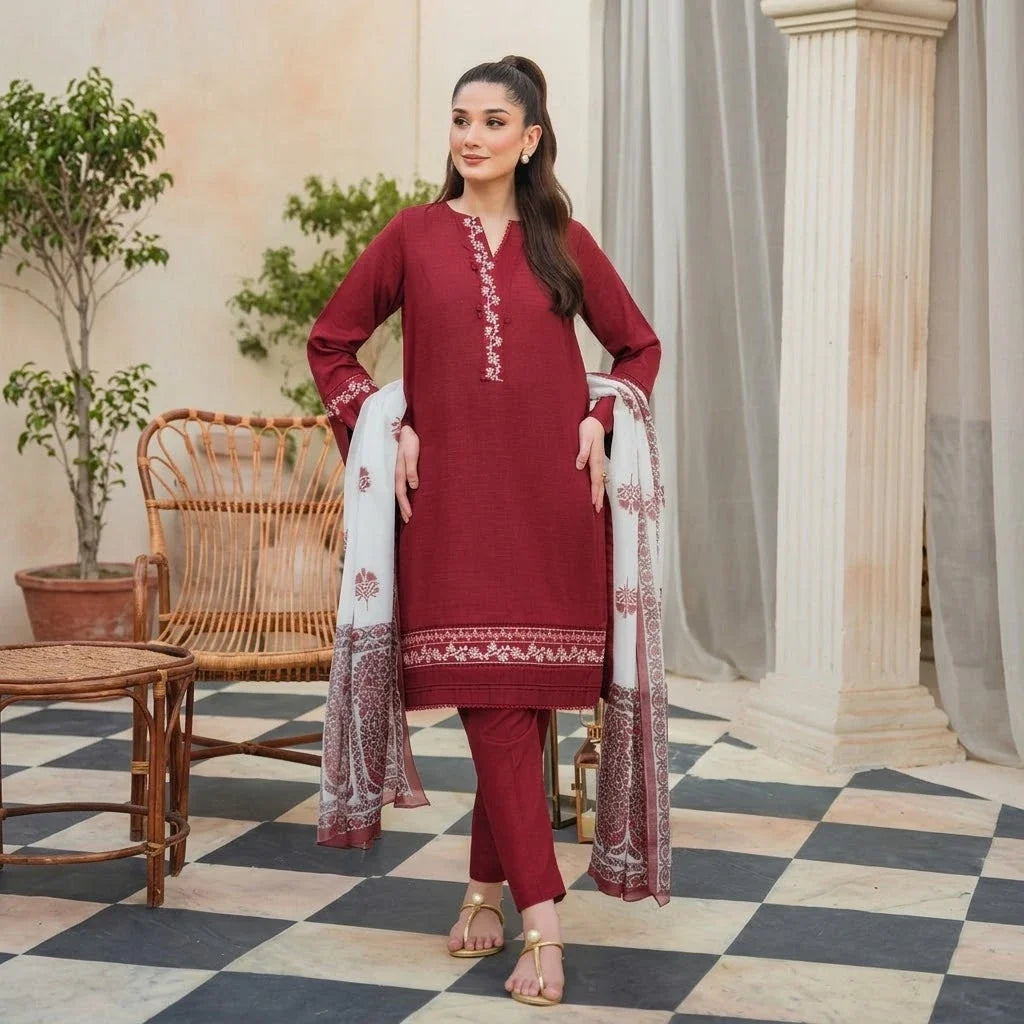 Luxury Dhanak Embroidered 3PC