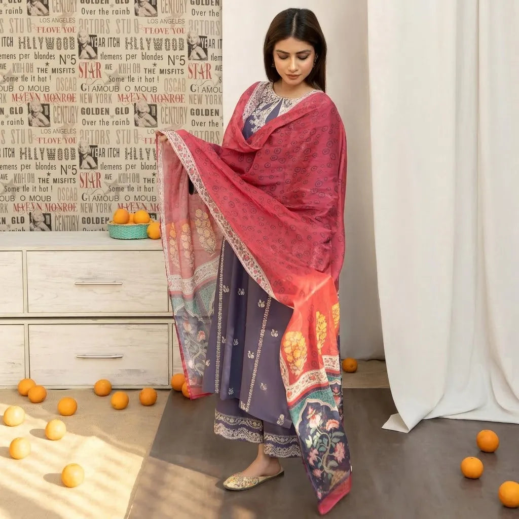 Luxury Dhanak Embroidered 3PC