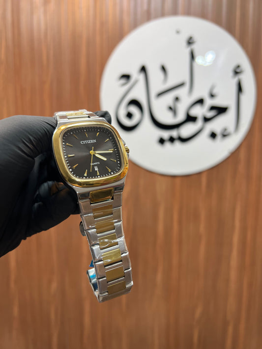 Citizen Dual Tone Cushion Shape Golden Wrist Watch