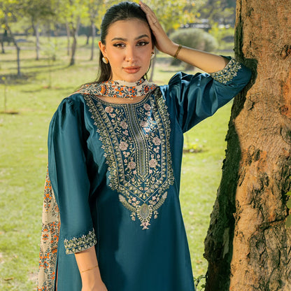Luxury Dhanak Embroidered 3PC