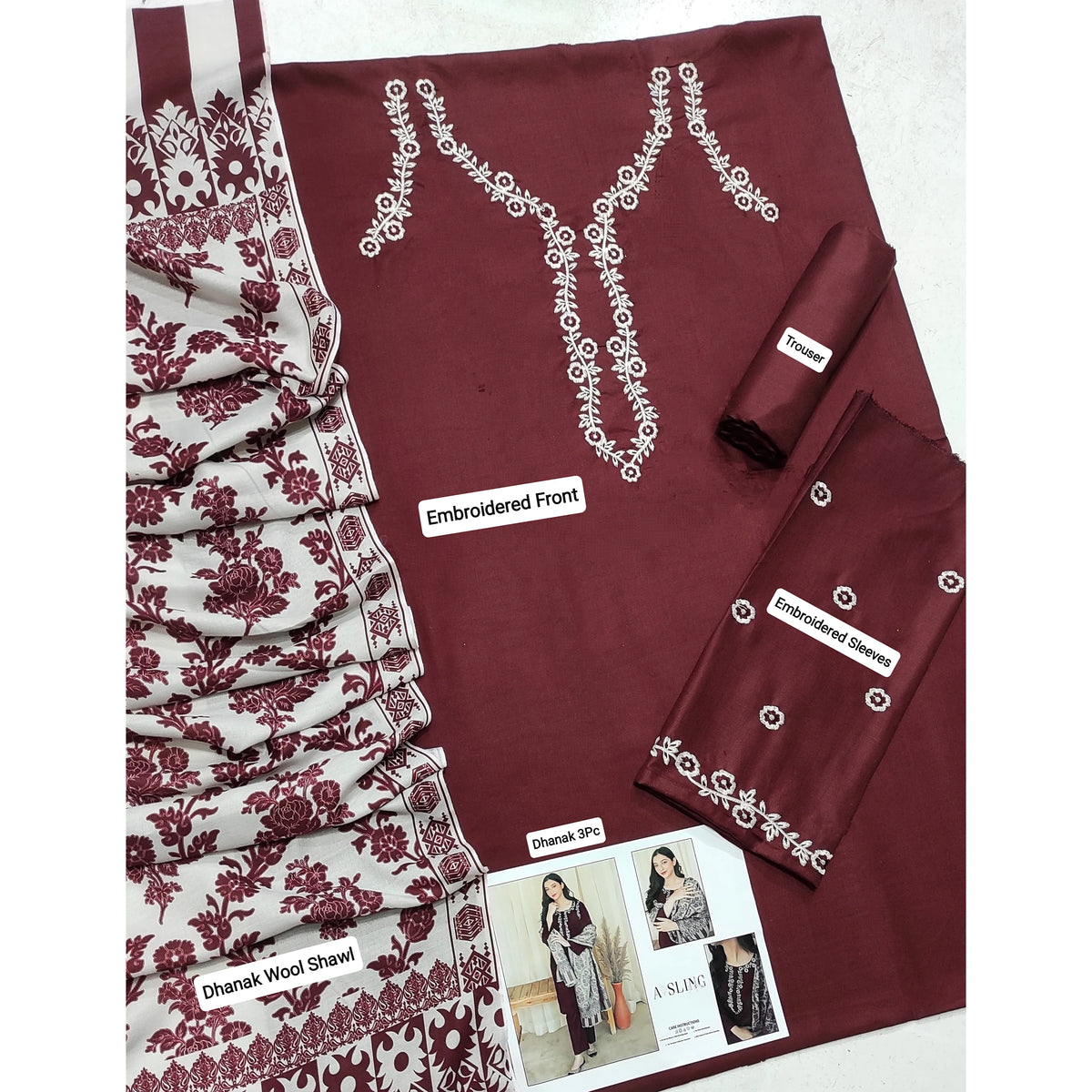 Luxury Dhanak Embroidered 3PC
