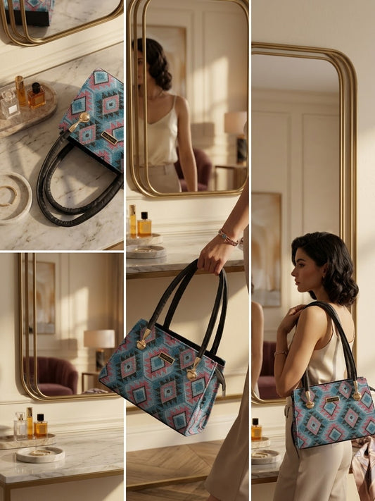 Boho-Chic Geometric Black Handbag