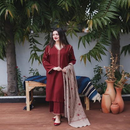 Luxury Dhanak Embroidered 3PC