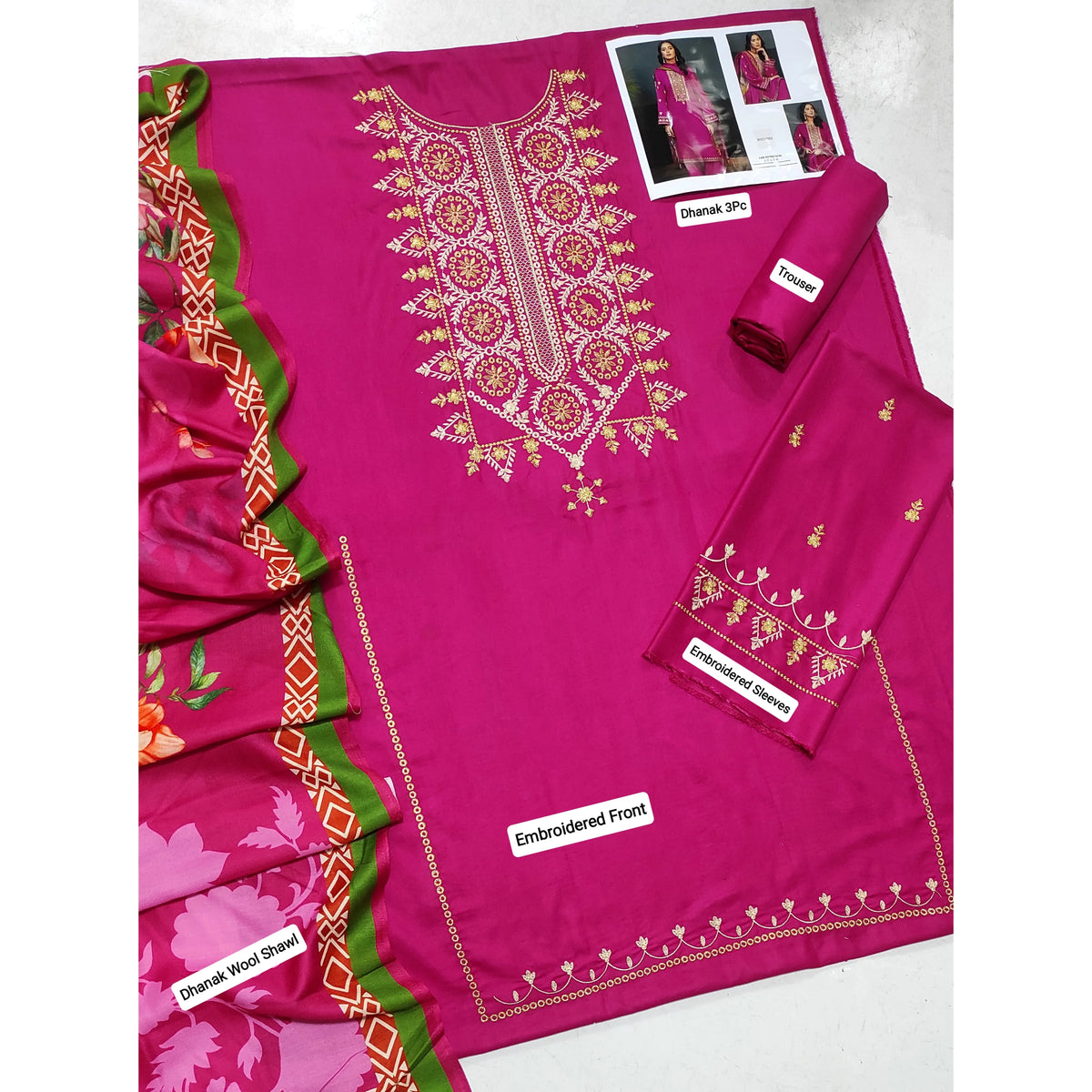 Luxury Dhanak Embroidered 3PC