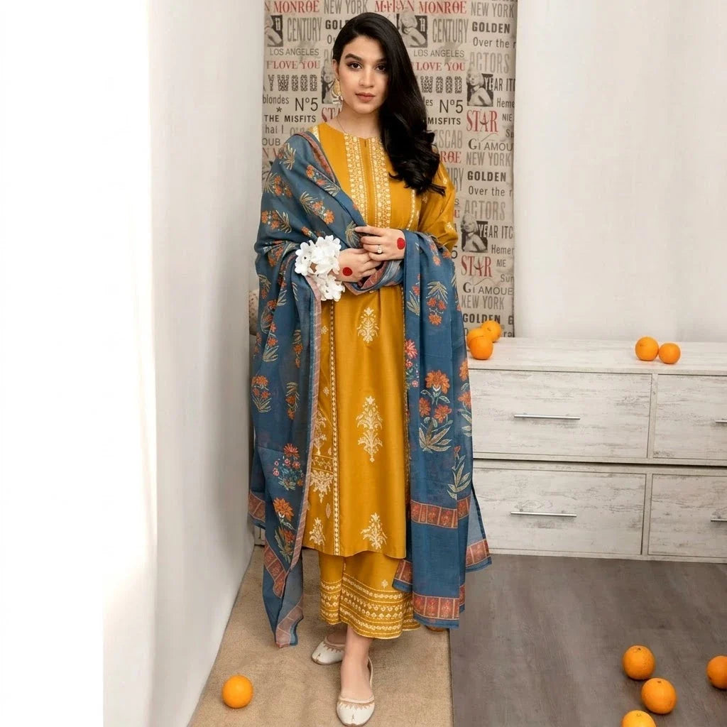 Luxury Dhanak Embroidered 3PC