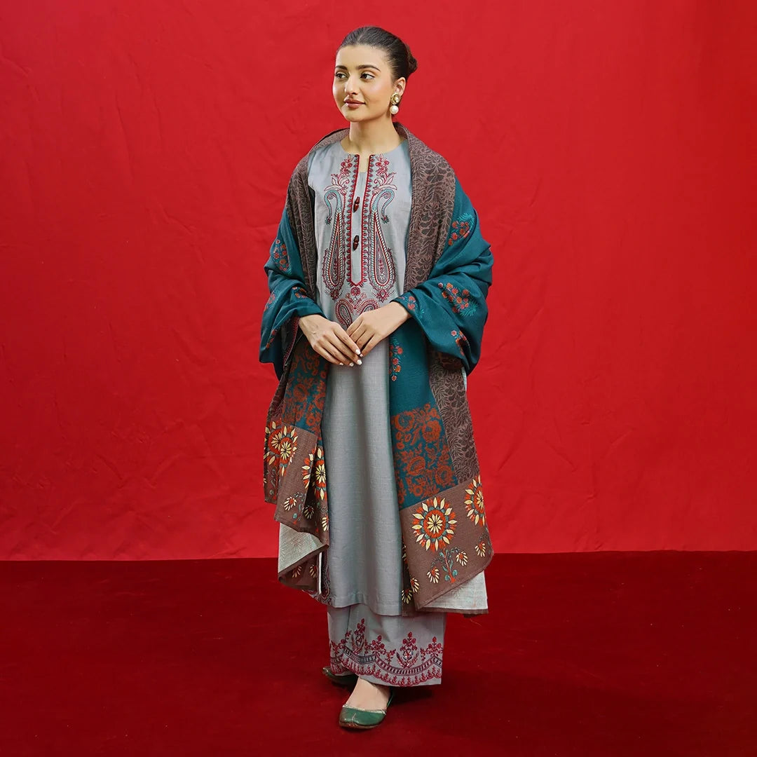 Luxury Dhanak Embroidered 3PC
