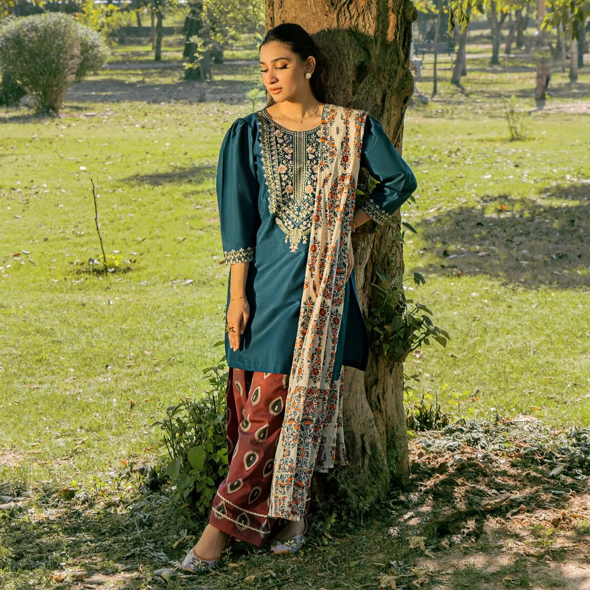 Luxury Dhanak Embroidered 3PC