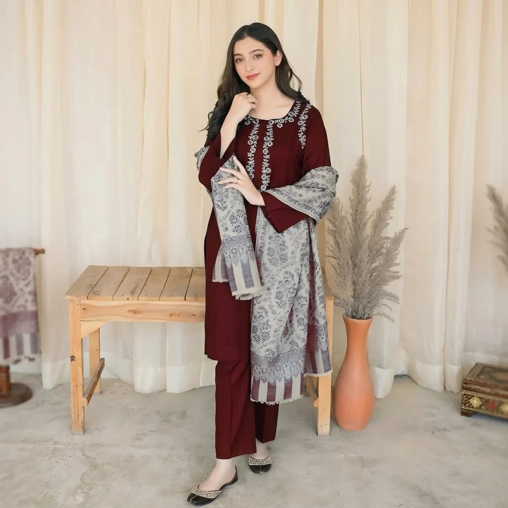 Luxury Dhanak Embroidered 3PC