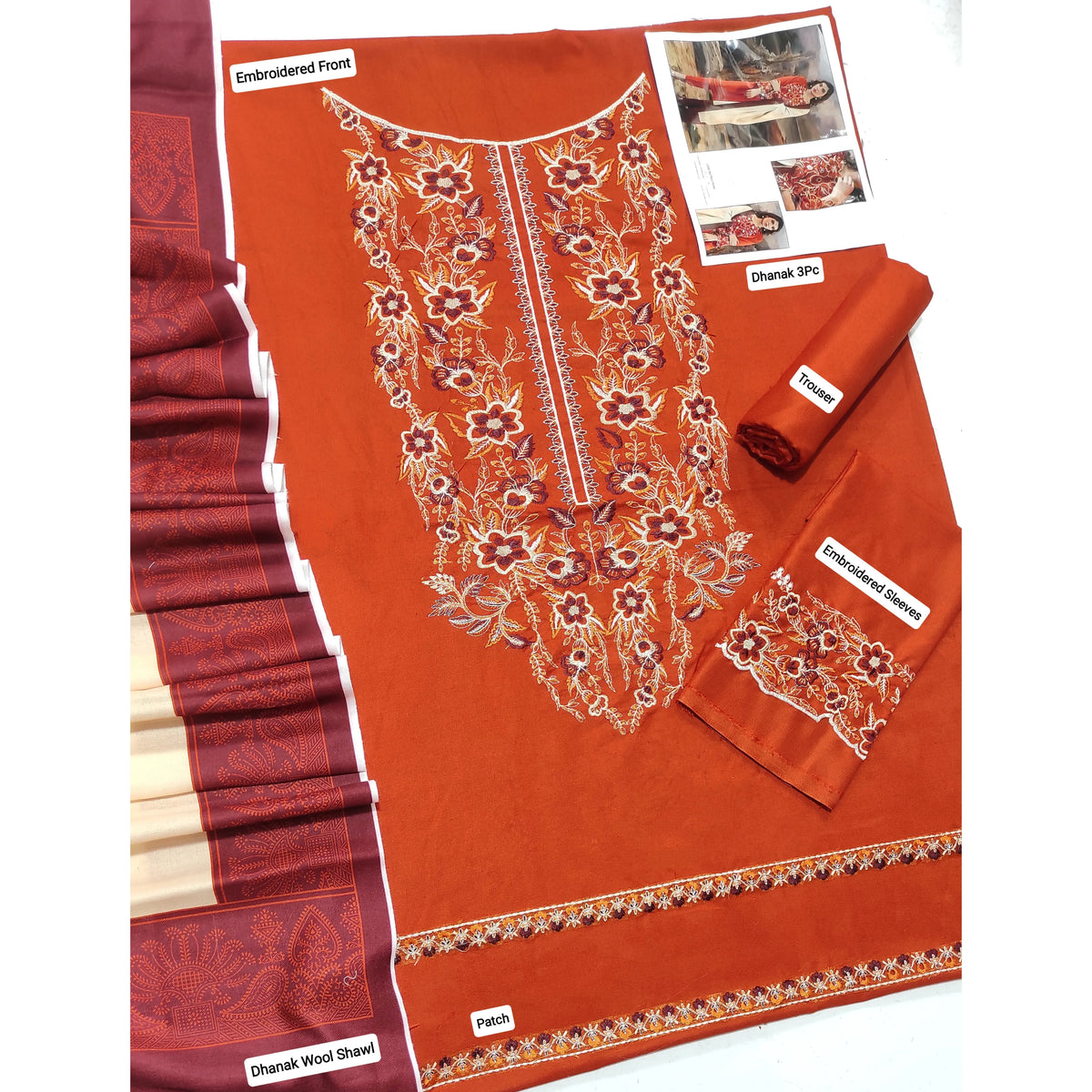 Luxury Dhanak Embroidered 3PC