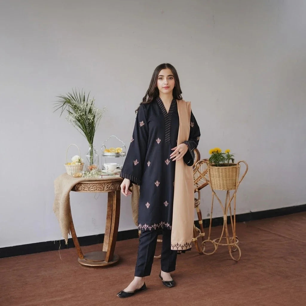 Luxury Dhanak Embroidered 3PC