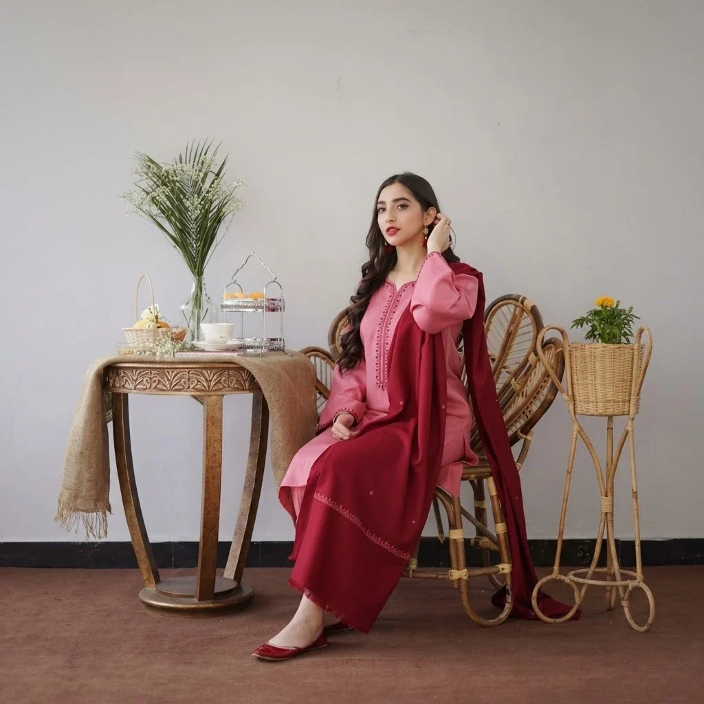 Luxury Dhanak Embroidered 3PC