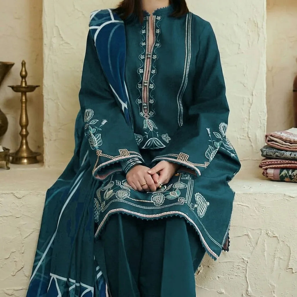 Luxury Dhanak Embroidered 3PC
