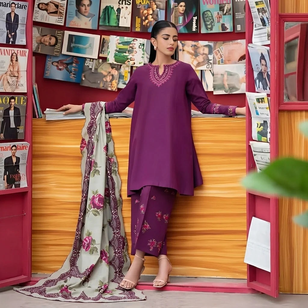 Luxury Dhanak Embroidered 3PC