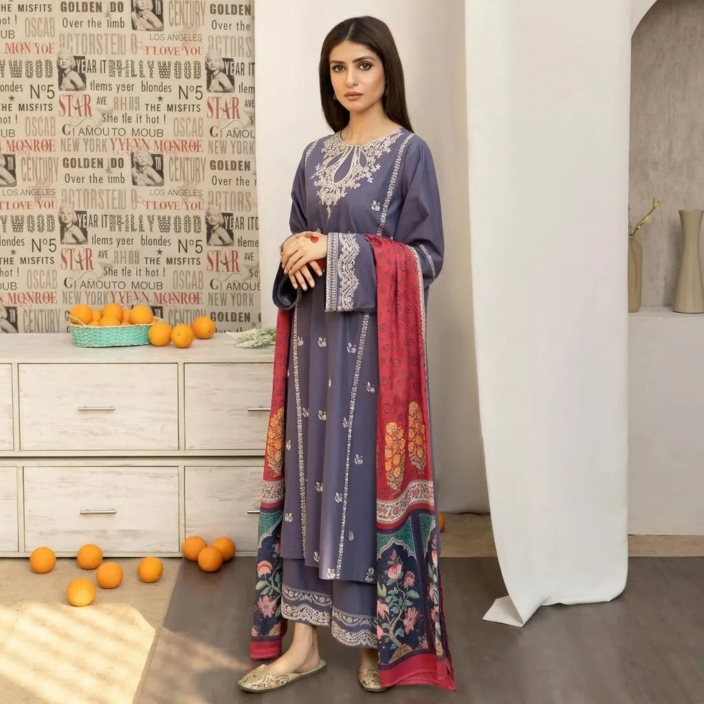 Luxury Dhanak Embroidered 3PC