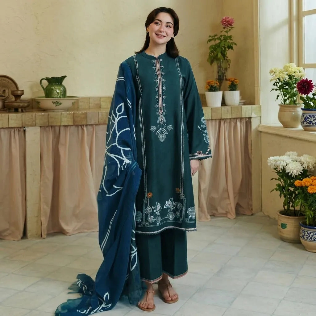 Luxury Dhanak Embroidered 3PC