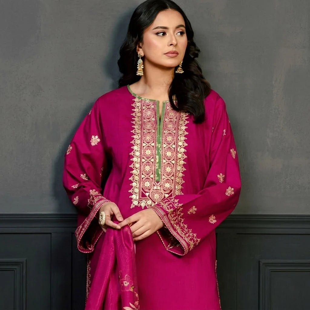 Luxury Dhanak Embroidered 3PC