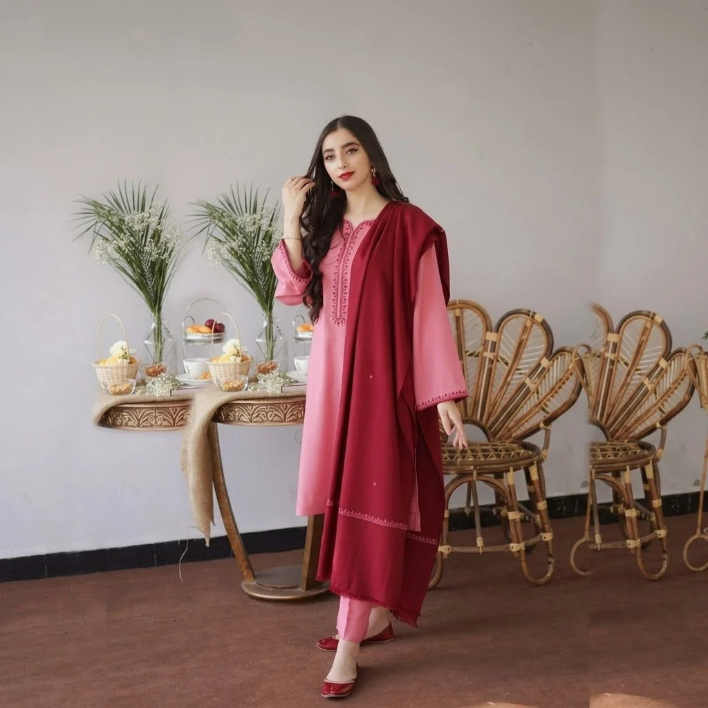 Luxury Dhanak Embroidered 3PC
