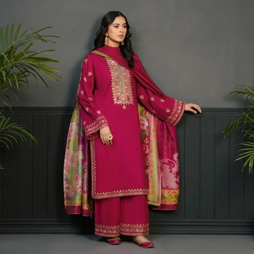 Luxury Dhanak Embroidered 3PC