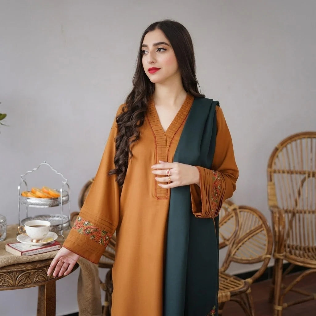 Luxury Dhanak Embroidered 3PC