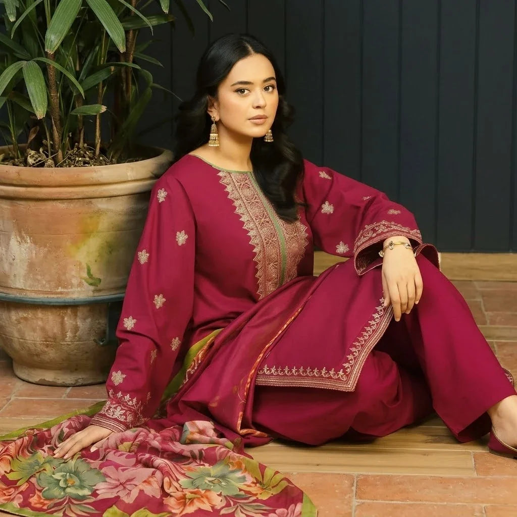 Luxury Dhanak Embroidered 3PC