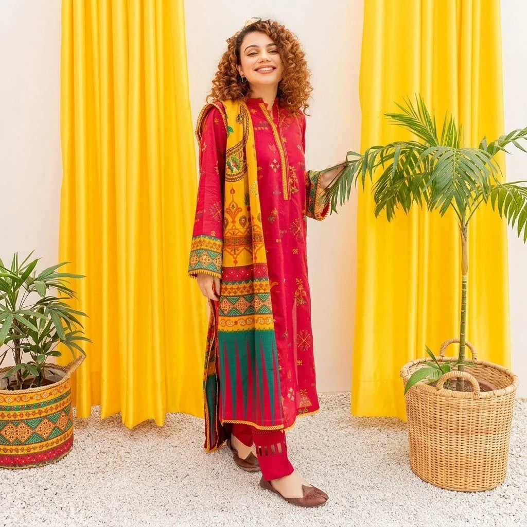 Luxury Dhanak Embroidered 3PC