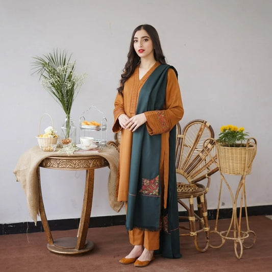 Luxury Dhanak Embroidered 3PC