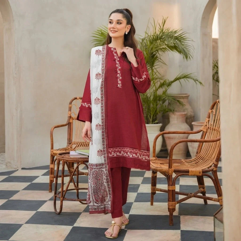 Luxury Dhanak Embroidered 3PC