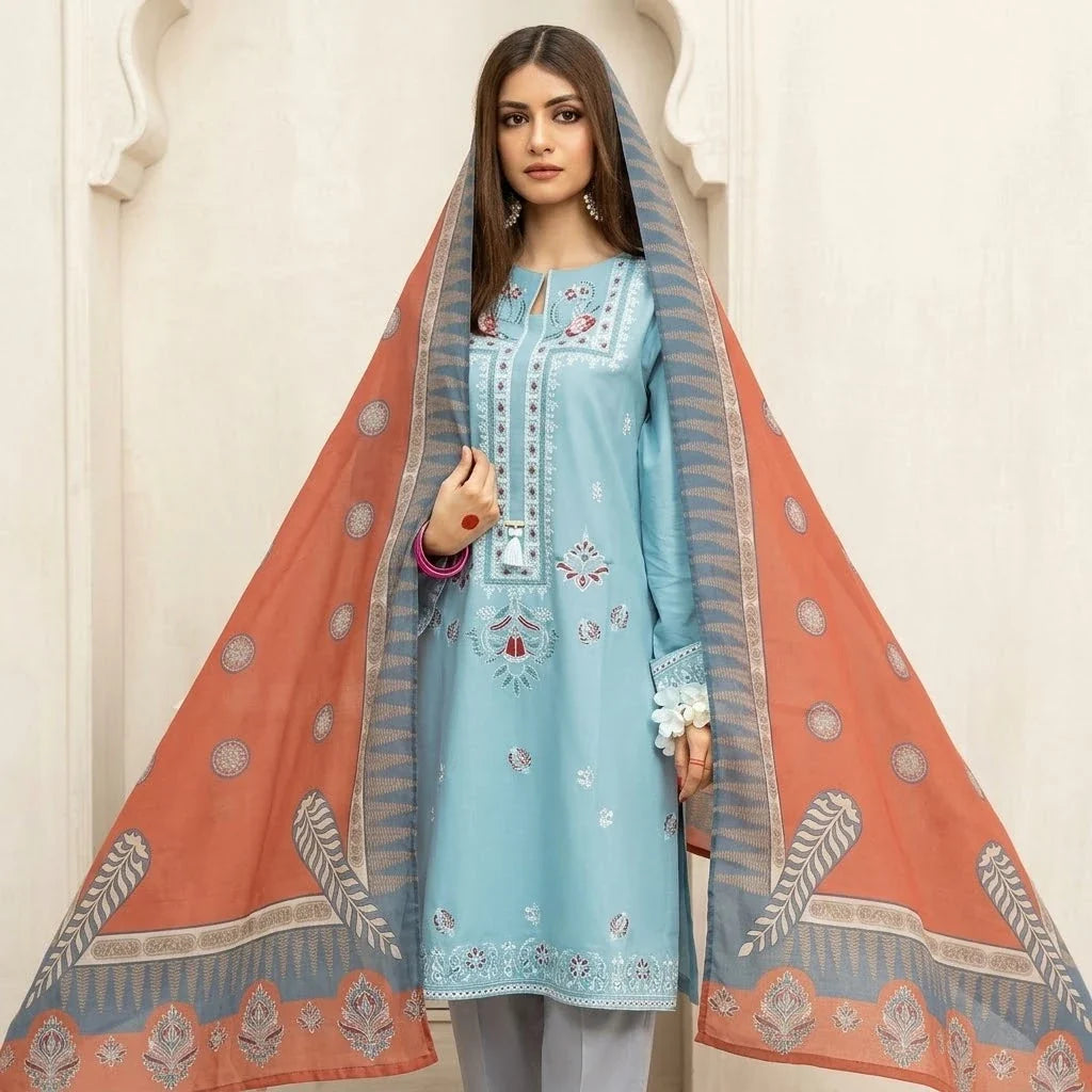 Luxury Dhanak Embroidered 3PC